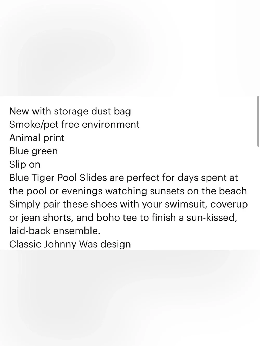 Calme Johnny Was Blue Tiger Pool Slides NWB Sz 8